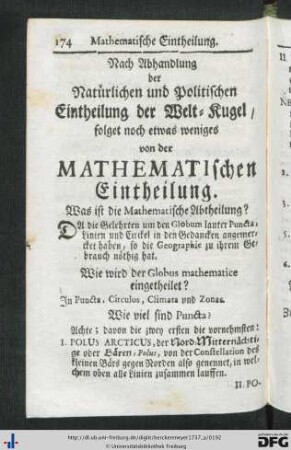 Mathematische Eintheilung.