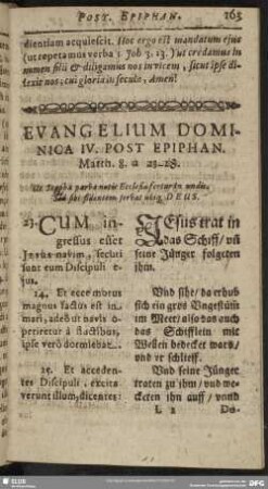 Evangelium Dominica IV. Post Epiphan. Matth. 8. à 23-28