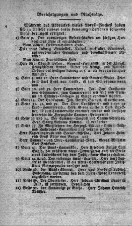 Berichtigungen und Nachträge