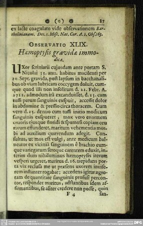 Observatio XLIX. Haemoptysis gravidae immodica