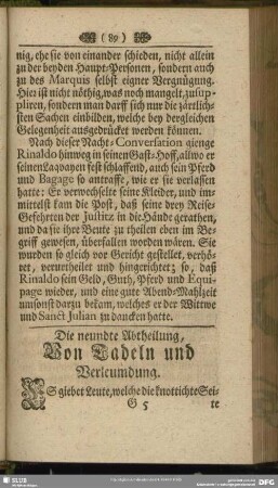 Die neundte Abtheilung, Von Tadeln und Verleumdung