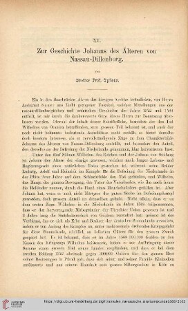 20: Zur Geschichte Johanns des Älteren von Nassau-Dillenburg