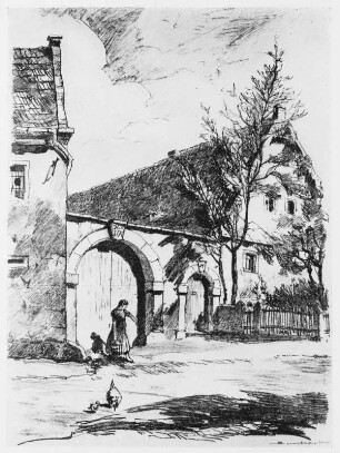 Preußers Gut : Bernkopf, Georg: Preußers Gut (Gutshof Preußer von 1774 in Dresden-Gruna, Rosenbergstraße 24). Zeichnung, bezeichnet "Bernkopf"