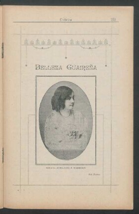 Belleza Guaireña : [Retrato de] Señorita Adelaida F. Harrison