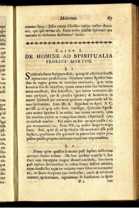 Caput I. De Homine Ad Spiritualia Prorsus Mortuo.