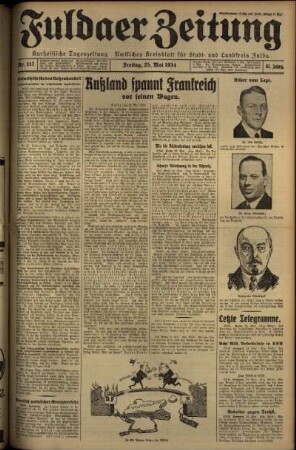 Erste Ausgabe vom Freitag, den 25. Mai 1934.