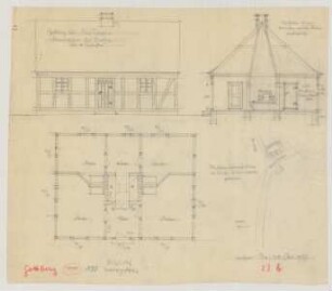 Gottberg (Kreis Ruppin): Armenhaus. Grundriss, Ansicht, Schnitt