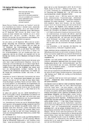 110 Jahre Winterhuder Bürgerverein von 1872 r.V.