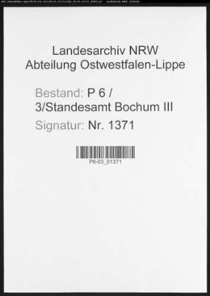 Sterberegister Standesamt Bochum III-Altenbochum
