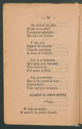 Quando el amor muere : (Vals)