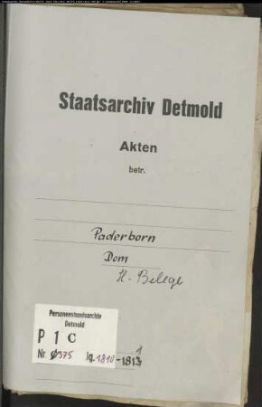 Belegakten zum Heiratsregister der katholischen Dompfarrei Paderborn, Kreis Paderborn (1810-1811)