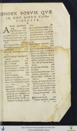 Index Eorum Quae In Hoc Libro Continentur.