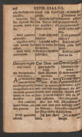 Dialogus vigesimus nonus = Das Neun und Zwantzigste Gespräch = Dwudziesta y dziewiata rozmowa