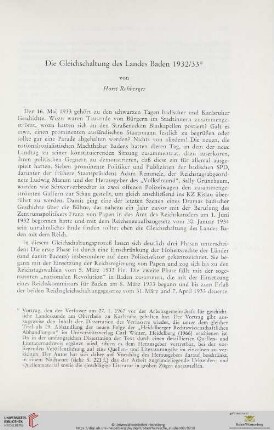 Die Gleichschaltung des Landes Baden 1932/33