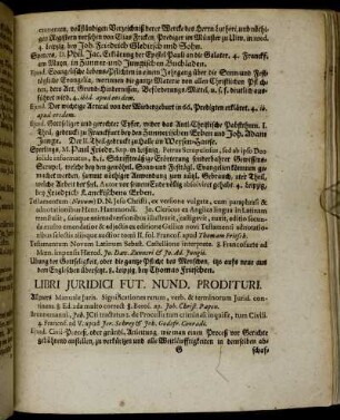 Libri Juridici Fut. Nund. Prodituri.