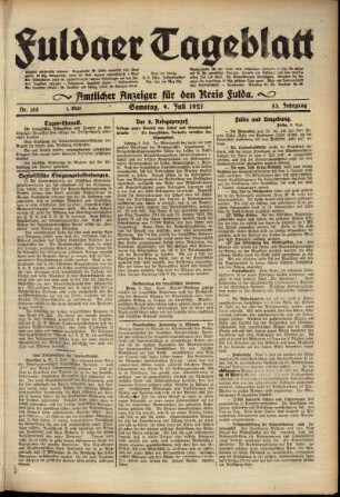 Erste Ausgabe vom Samstag, den 09. Juli 1921.
