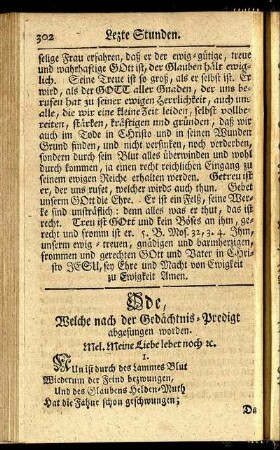 Ode, Welche nach der Gedächtnis-Predigt abgesungen worden.