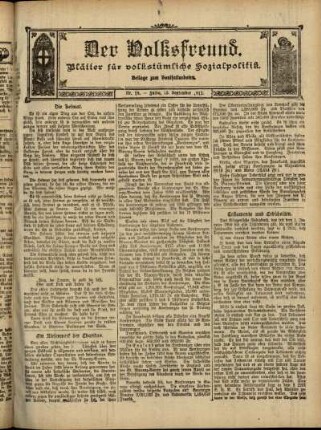 Ausgabe vom Sonntag, den 15. September 1912.