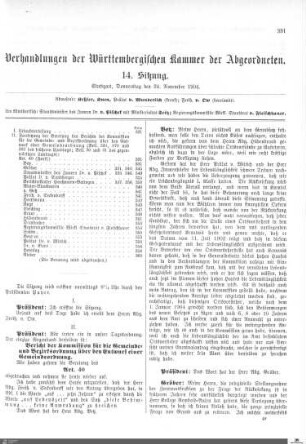 14. Sitzung, Stuttgart, 24.11.1904