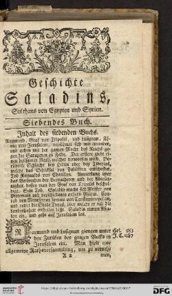 Geschiche Saladins, Sulthans von Egypten und Syrien