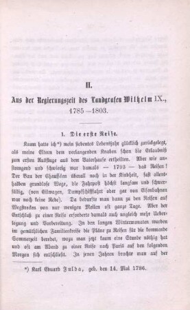 II. Aus der Regierungszeit des Landgrafen Wilhelm IX., 1785 - 1803