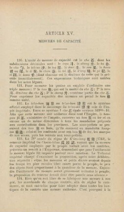 Article XV. Mesures de capacité.