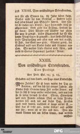 XXIIII. Von unschuldigen Erdenfreuden.