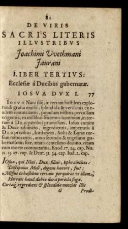 De Viris Sacris Literis Illustribus Joachimi Wethmani Jaurani Liber Tertius: Ecclesiae a Ducibus gubernatae.