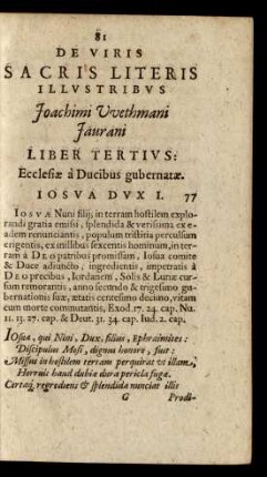 De Viris Sacris Literis Illustribus Joachimi Wethmani Jaurani Liber Tertius: Ecclesiae a Ducibus gubernatae.