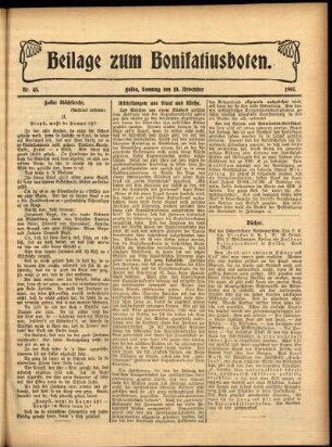 Zweite Ausgabe vom Sonntag, den 10. November 1907.