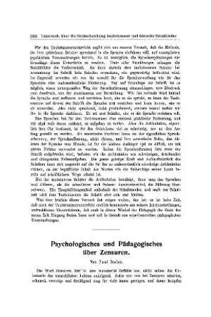 Psychologisches und Pädagogisches über Zensuren