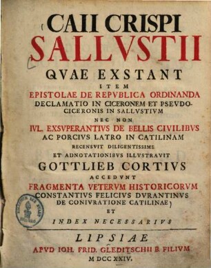 Caii Crispi Sallustii quae exstant