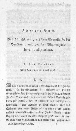 Erstes Kapitel. Von den Waaren überhaupt.