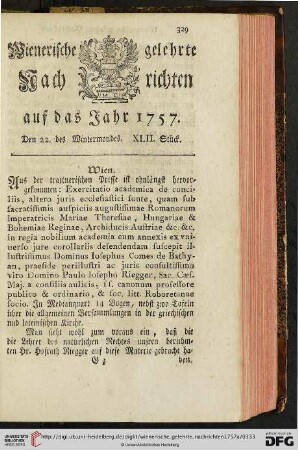 Den 22. des Wintermondes. XLII. Stück