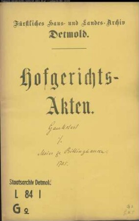 Gaukstert, Johann aus Stukenbrock gegen Meier zu Billinghausen, in sp. Johanning zu Ohrsen - Schuldforderung