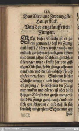 Das Vier und Zwantzigste Hauptstück. Von der angelauffenen Zungen