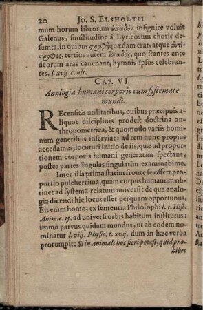 Cap. VI. Analogia humani corporis cum systemate mundi