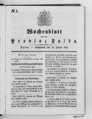 Nr. 5, Ausgabe vom 29. Januar 1842