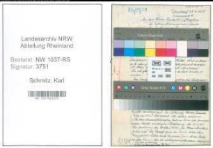 Entnazifizierung Karl Schmitz , geb. 20.08.1898 (Studienrat)