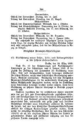 Einführung neuer Lehr-, Lese- und Uebungsbücher etc. für höhere Lehranstalten : [D. Höhere Lehranstalten]