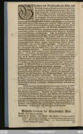 I. Sächsische Symbola der Ernestinischen Linie.