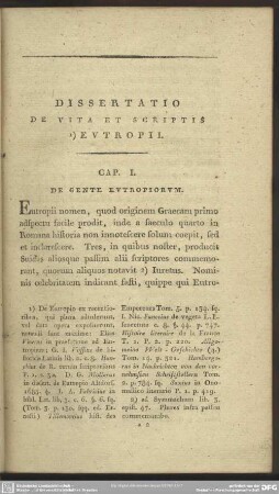 Dissertatio De Vita Et Scriptis Eutropii