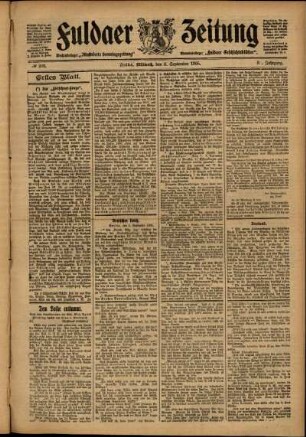Erste Ausgabe vom Mittwoch, den 06. September 1905.