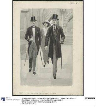 Zwei Herren in eleganter Kleidung: Cutaway oder Gehrock - Besichtigung der Sehenswürdigkeiten