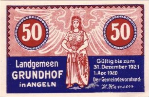 Notgeld der Gemeinde Grundhof in Angeln