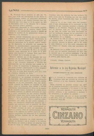 Reformas a la ley orgánica municipal : Nombramiento de una comisión