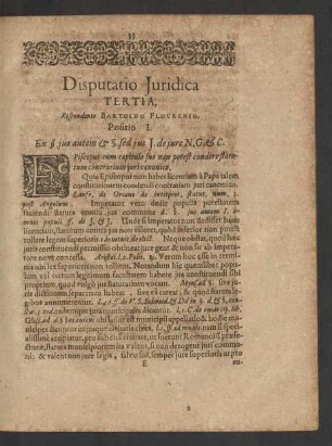 Disputatio Iuridica Tertia. Respondente Bartoldo Flockenio.