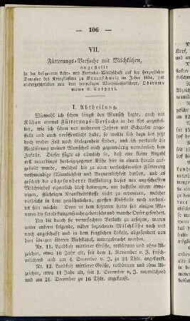 VII. Fütterungs-Versuche mit Milchkühen