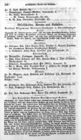Gesellschaften, Vereine und Anstalten