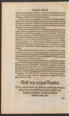 Auff den achten Artickel.